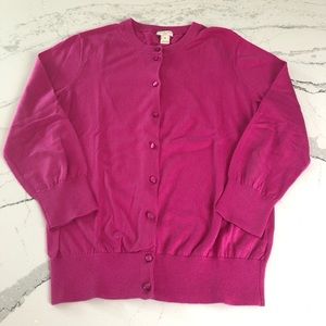 J. Crew Pink 3/4 Sleeve Cotton Clare Cardigan
